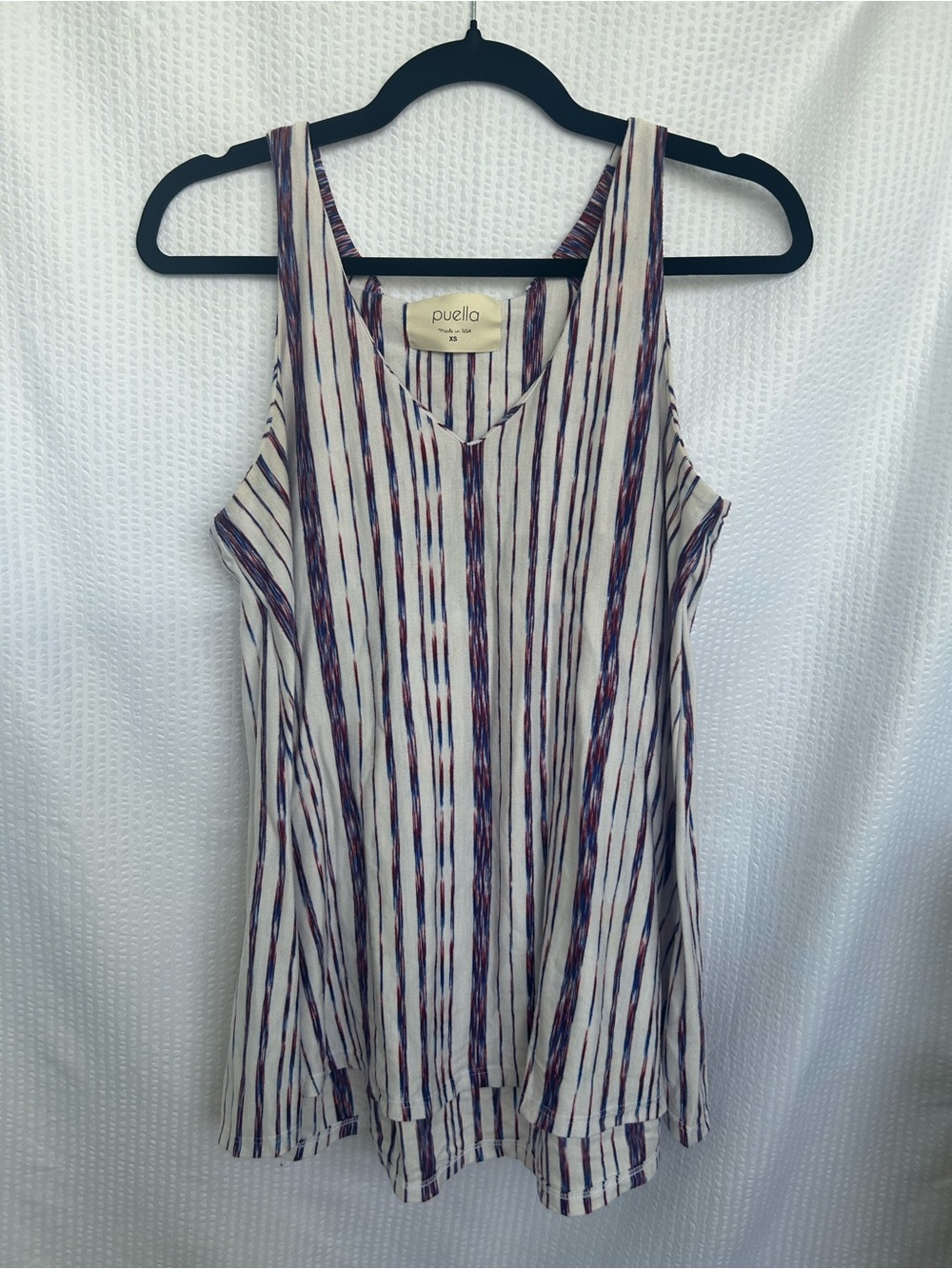 Puella Striped Swing Tank - White with Navy & Burgundy
